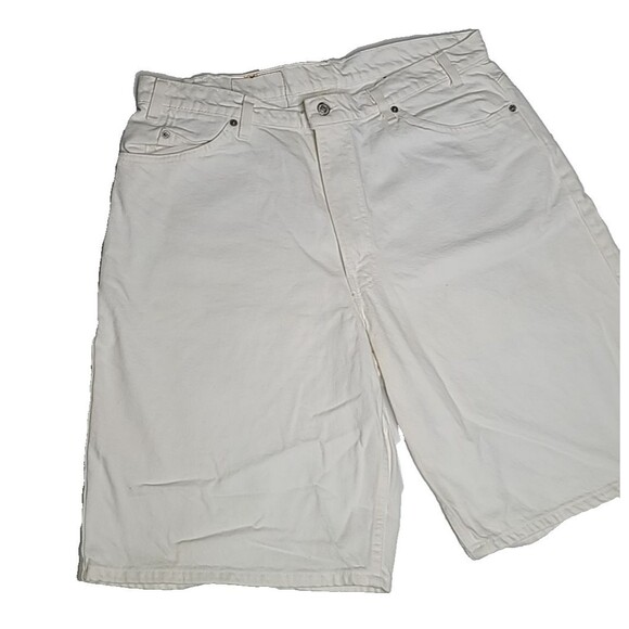 Levi's 560 Orange Tab Size 38 Shorts Vintage 90s Denim Jean USA Raw White Denim‎ - Picture 4 of 16